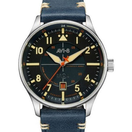 AVI-8 Hawker Hurricane Kent Reloj automático para hombre con correa de cuero Sussex y esfera azul AV-4094-02 automático