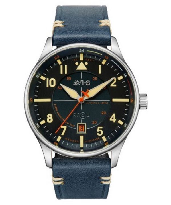 AVI-8 Hawker Hurricane Kent Reloj automático para hombre con correa de cuero Sussex y esfera azul AV-4094-02 automático