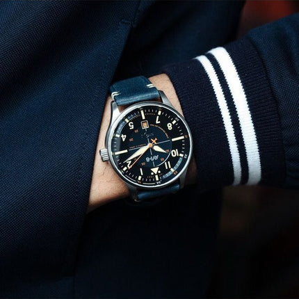 AVI-8 Hawker Hurricane Kent Reloj automático para hombre con correa de cuero Sussex y esfera azul AV-4094-02 automático