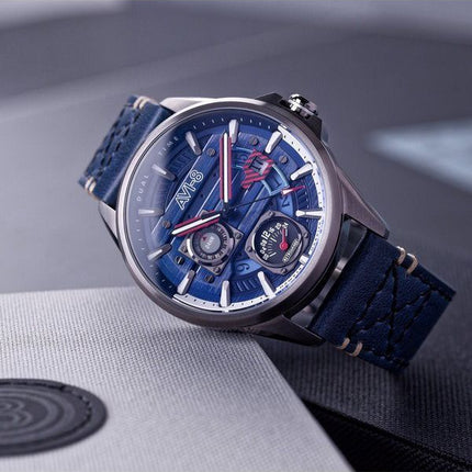 AVI-8 Hawker Harrier Farley Reloj multifunción de cuarzo con esfera azul AV-4098-03 para hombre