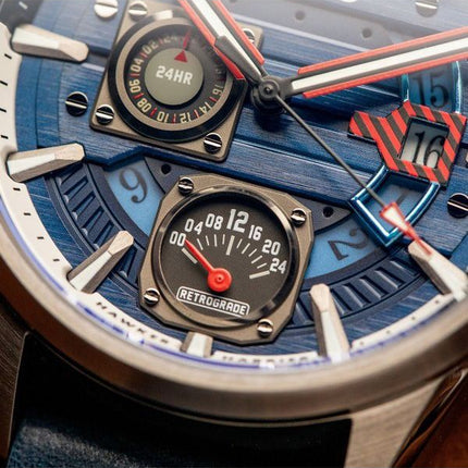 AVI-8 Hawker Harrier Farley Reloj multifunción de cuarzo con esfera azul AV-4098-03 para hombre