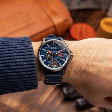 AVI-8 Hawker Harrier Farley Reloj multifunción de cuarzo con esfera azul AV-4098-03 para hombre