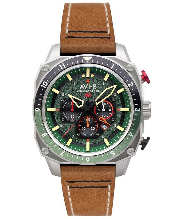 AVI-8 Hawker Hunter Atlas Dual Time Cronógrafo Bosque Cuarzo AV-4100-01 Reloj para hombre