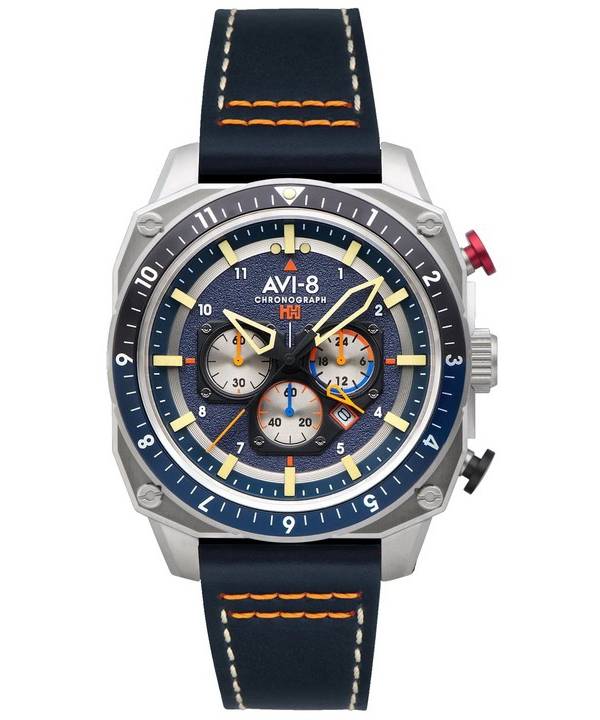 AVI-8 Hawker Hunter Atlas Dual Time Cronógrafo Pavillion Cuarzo azul AV-4100-02 Reloj para hombre