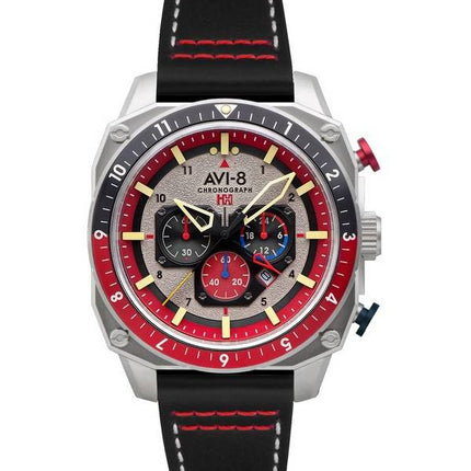 AVI-8 Hawker Hunter Atlas Dual Time Cronógrafo Peligro Rojo Cuarzo AV-4100-03 Reloj para hombre