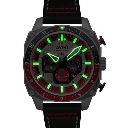 AVI-8 Hawker Hunter Atlas Dual Time Cronógrafo Peligro Rojo Cuarzo AV-4100-03 Reloj para hombre