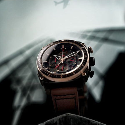 AVI-8 Hawker Hunter Atlas Reloj para hombre con cronógrafo de hora dual, esfera negra y jade, cuarzo AV-4100-09