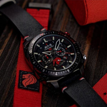 AVI-8 Hawker Hunter Atlas Cronógrafo Singapore Air Force Edición limitada Pegasus Black Quartz AV-4100-0A Reloj para hombre