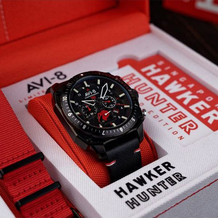 AVI-8 Hawker Hunter Atlas Cronógrafo Singapore Air Force Edición limitada Pegasus Black Quartz AV-4100-0A Reloj para hombre