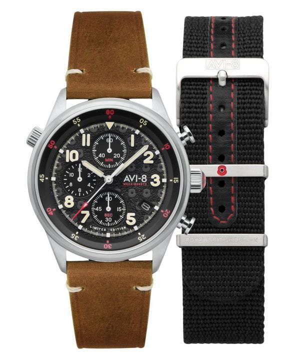 AVI-8 Flyboy Royal British Legion Tri-Service Cronógrafo Edición limitada High Wycombe Quartz AV-4102-RBL-01 Reloj para hombre c