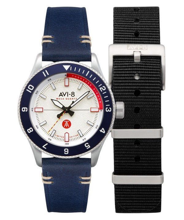 AVI-8 Flyboy Tuskegee Airmen Meca-Quartz Edición limitada Torretto Silver Dial AV-4103-03 Reloj para hombre con correa adicional