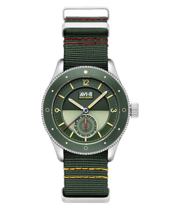 AVI-8 Flyboy Airmaster Sector Meca-Quartz Vert Correa de nailon verde Esfera verde AV-4112-02 Reloj para hombre