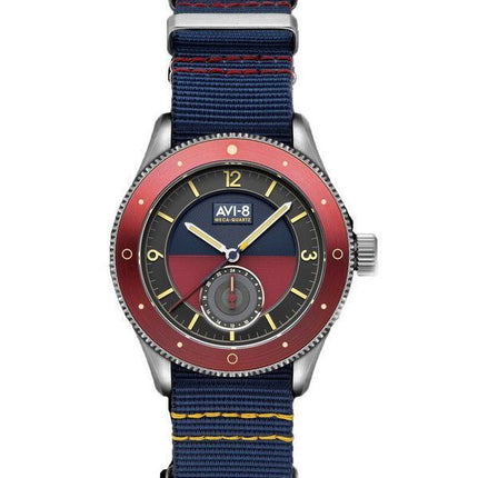 AVI-8 Flyboy Airmaster Sector Meca-Quartz Reloj para hombre con esfera azul marino y rojo AV-4112-04