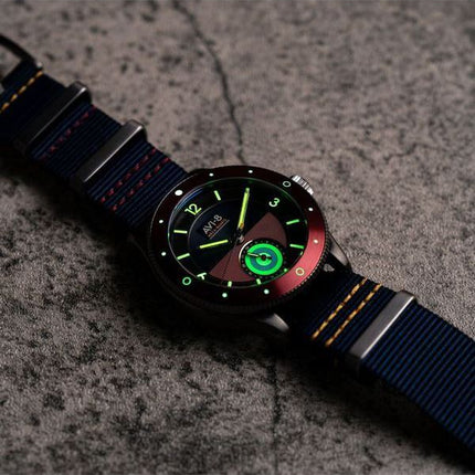 AVI-8 Flyboy Airmaster Sector Meca-Quartz Reloj para hombre con esfera azul marino y rojo AV-4112-04