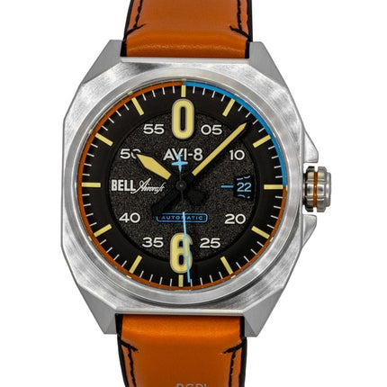 Reloj automático Bell X-1 Machbuster AV-4115-01 para hombre, correa de piel, esfera negra grafito