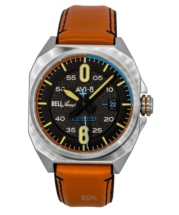 Reloj automático Bell X-1 Machbuster AV-4115-01 para hombre, correa de piel, esfera negra grafito