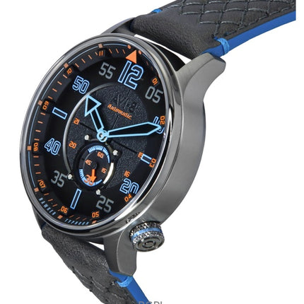 Reloj automático para hombre AVI-8 Hawker Typhoon Baldwin Iron Blue con correa de piel y esfera gris AV-4119-03