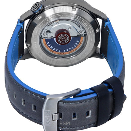 Reloj automático para hombre AVI-8 Hawker Typhoon Baldwin Iron Blue con correa de piel y esfera gris AV-4119-03