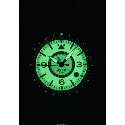 Reloj automático para hombre AVI-8 Flyboy Airmaster GMT con correa de piel y esfera blanca AV-4128-02