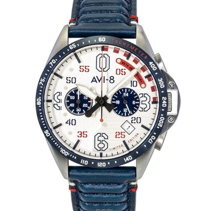 Reloj para hombre AVI-8 P-51 Mustang Kindelberger Cronógrafo 85.º aniversario Edición limitada Esfera plateada Cuarzo AV-4143-01