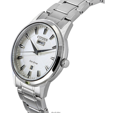 Reloj Citizen Eco-Drive de acero inoxidable con esfera blanca AW0100-86B para hombre
