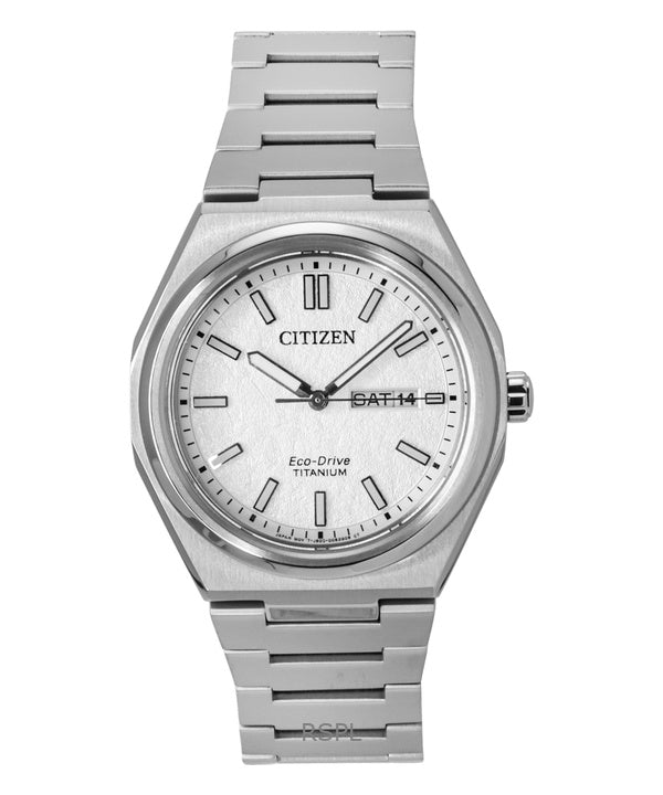 Reloj Citizen Zenshin Super Titanium Eco-Drive AW0130-85A para hombre, esfera blanca, 100 m