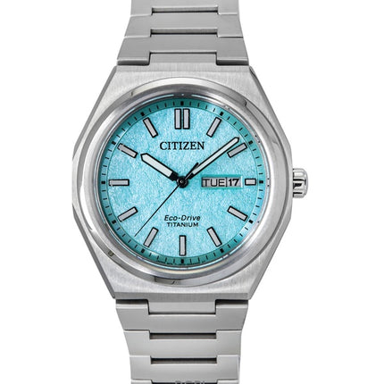 Reloj Citizen Zenshin Super Titanium Eco-Drive con esfera turquesa AW0130-85M 100M para hombre