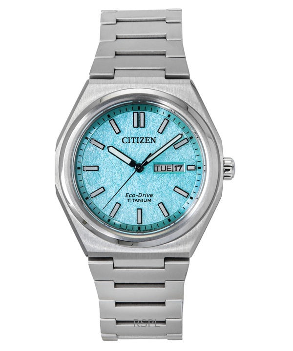 Reloj Citizen Zenshin Super Titanium Eco-Drive con esfera turquesa AW0130-85M 100M para hombre