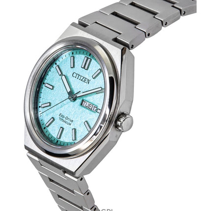 Reloj Citizen Zenshin Super Titanium Eco-Drive con esfera turquesa AW0130-85M 100M para hombre