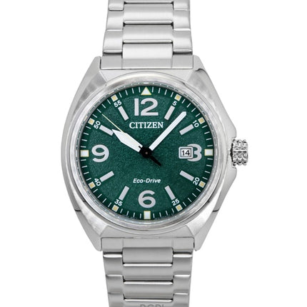 Reloj Citizen Eco-Drive de acero inoxidable con esfera verde AW1571-76X 100M para hombre