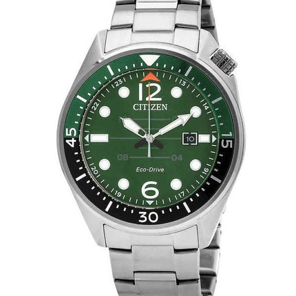 Reloj Citizen Eco-Drive de acero inoxidable con esfera verde AW1715-86X 100M para hombre
