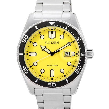 Reloj Citizen Sport Eco-Drive de acero inoxidable con esfera amarilla AW1760-81Z 100M para hombre