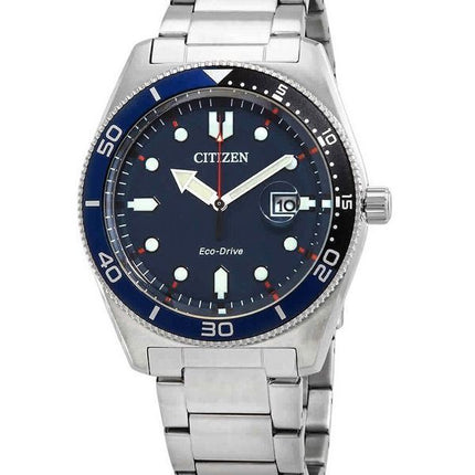 Reloj Citizen Eco-Drive de acero inoxidable con esfera azul AW1761-89L 100M para hombre