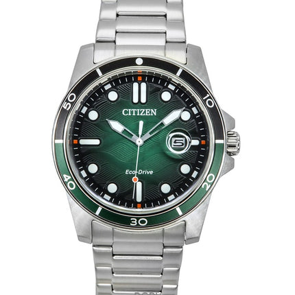 Reloj Citizen Marine Eco-Drive de acero inoxidable con esfera verde AW1811-82X 100M para hombre