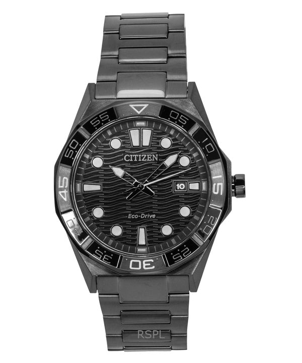 Reloj Citizen Brycen Eco-Drive AW1855-52E de acero inoxidable y esfera negra para hombre, 100 m