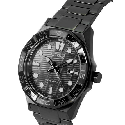 Reloj Citizen Brycen Eco-Drive AW1855-52E de acero inoxidable y esfera negra para hombre, 100 m
