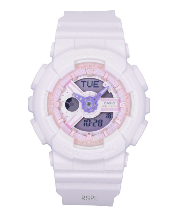 Reloj Casio Baby-G analógico-digital con correa de resina, esfera rosa, cuarzo, modelo BA-110AH-4A, resistente al agua hasta 100 m para mujer