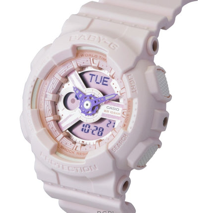 Reloj Casio Baby-G analógico-digital con correa de resina, esfera rosa, cuarzo, modelo BA-110AH-4A, resistente al agua hasta 100 m para mujer