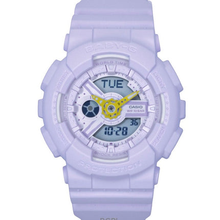 Reloj Casio Baby-G analógico-digital con correa de resina, esfera morada, cuarzo BA-110AH-6A, resistente al agua hasta 100 m para mujer