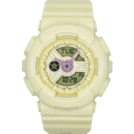 Reloj Casio Baby-G analógico-digital con correa de resina, esfera amarilla, cuarzo, modelo BA-110AH-9A, resistente al agua hasta 100 m para mujer
