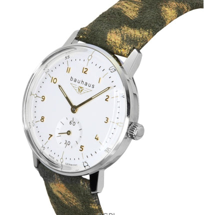 Reloj Bauhaus Classic de cuarzo con correa de piel y esfera blanca 20371 para mujer