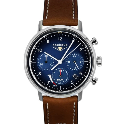 Reloj Bauhaus Solar 20863 para mujer, cronógrafo, correa de piel y esfera azul