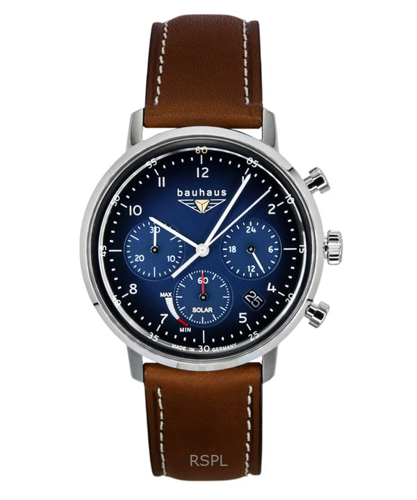 Reloj Bauhaus Solar 20863 para mujer, cronógrafo, correa de piel y esfera azul
