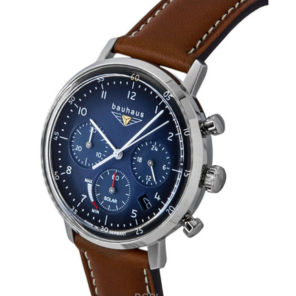 Reloj Bauhaus Solar 20863 para mujer, cronógrafo, correa de piel y esfera azul