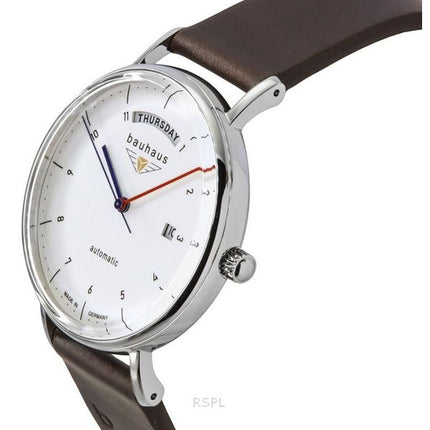Reloj automático Bauhaus Classic 21621 para hombre con correa de piel y esfera blanca