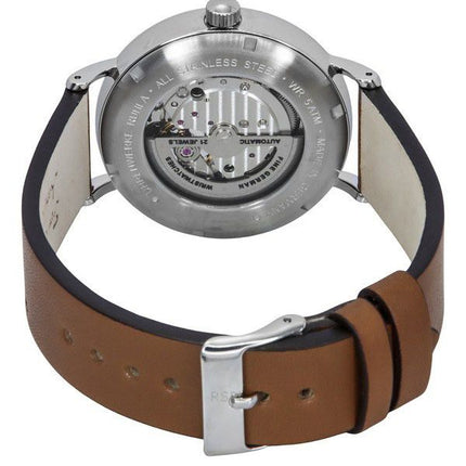 Reloj Bauhaus Classic con correa de piel y esfera de corazón abierto verde oscuro, automático, 21664 para hombre