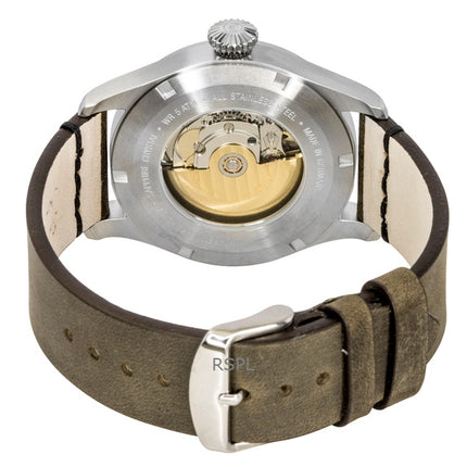 Reloj Bauhaus Aviation automático para hombre, correa de piel, esfera beige, 27565