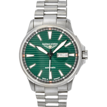 Reloj automático Bauhaus Aviation de titanio con esfera verde 2862M4 100M para hombre