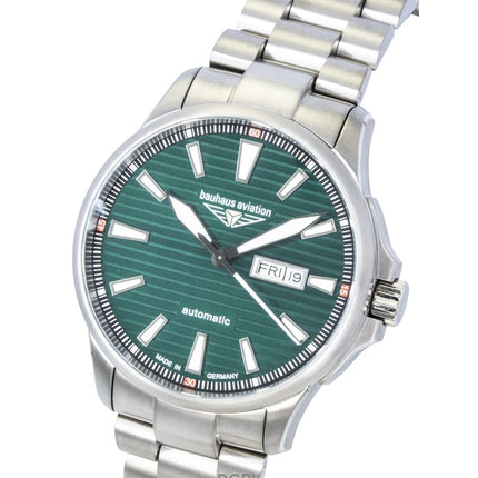 Reloj automático Bauhaus Aviation de titanio con esfera verde 2862M4 100M para hombre