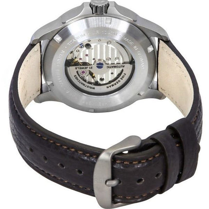 Reloj automático Bauhaus Aviation con correa de piel y esfera beige luminosa, 28645, 100 m, para hombre